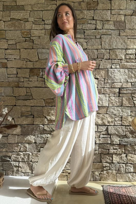 Peruvia Pillow Cotton Nero Smock Top Denim /15=